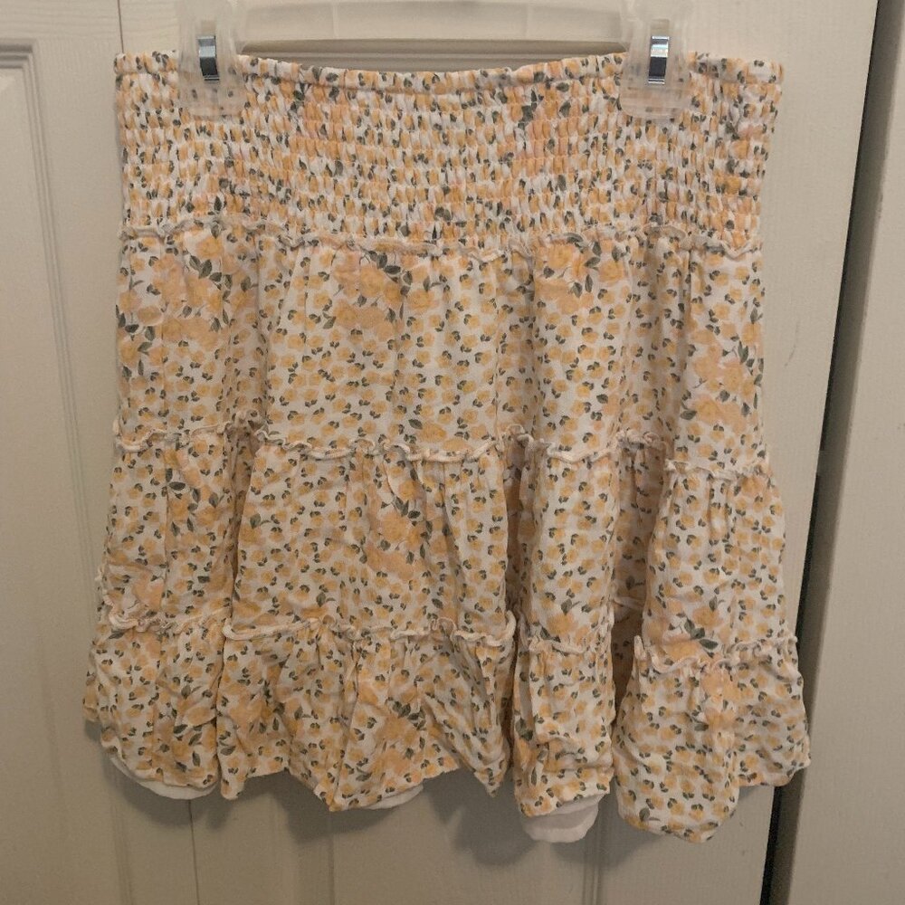 American Eagle Floral Smocked Tiered Mini Skirt